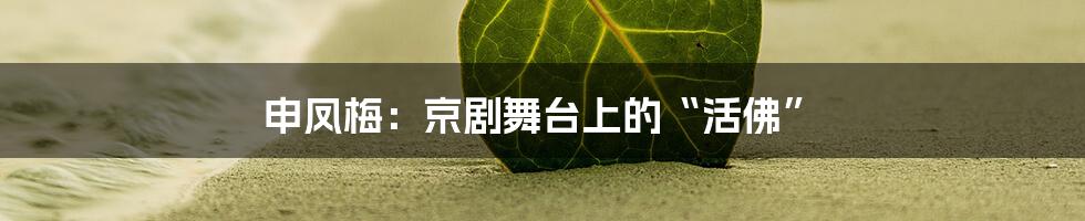 申凤梅:京剧舞台上的“活佛”
