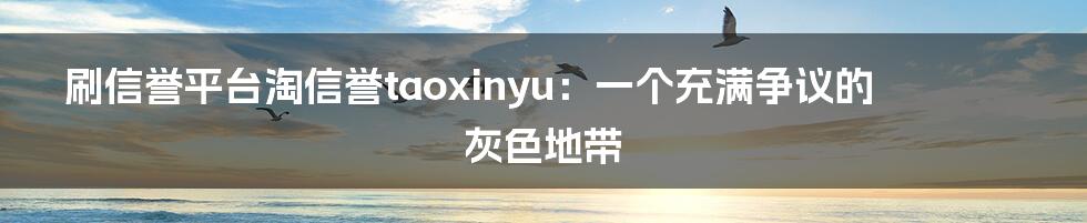 刷信誉平台淘信誉taoxinyu：一个充满争议的灰色地带