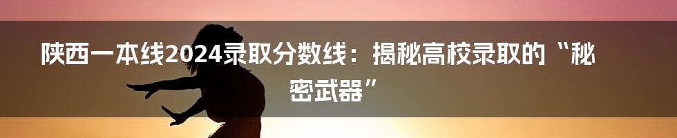 陕西一本线2024录取分数线:揭秘高校录取的“秘密武器”