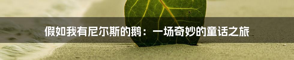 假如我有尼尔斯的鹅:一场奇妙的童话之旅