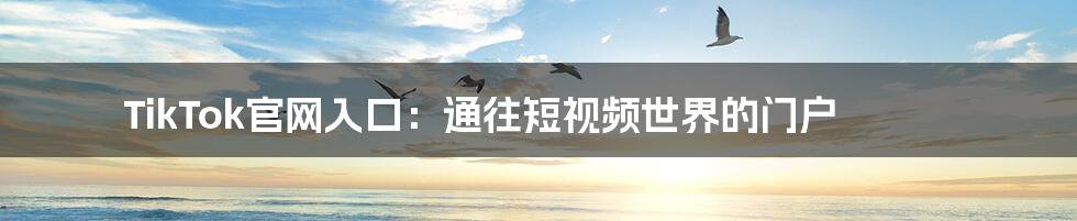TikTok官网入口:通往短视频世界的门户