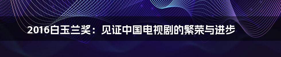 2016白玉兰奖:见证中国电视剧的繁荣与进步