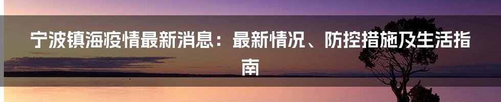 宁波镇海疫情最新消息：最新情况、防控措施及生活指南