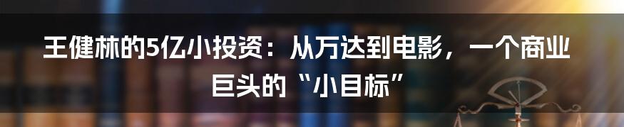 王健林的5亿小投资:从万达到电影,一个商业巨头的“小目标”