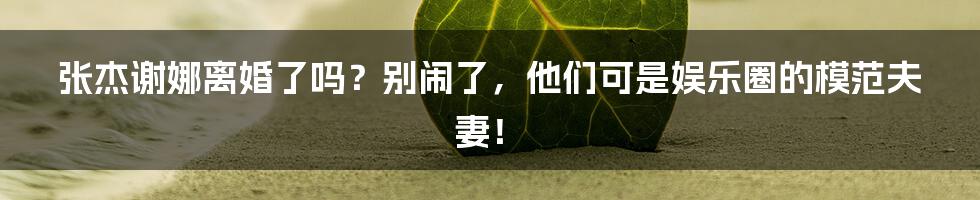 张杰谢娜离婚了吗？别闹了，他们可是娱乐圈的模范夫妻！