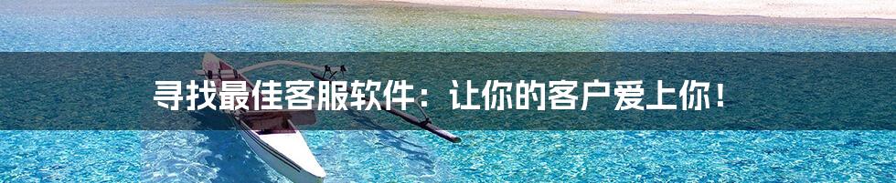 寻找最佳客服软件:让你的客户爱上你!