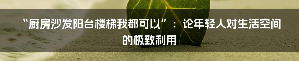 “厨房沙发阳台楼梯我都可以”:论年轻人对生活空间的极致利用