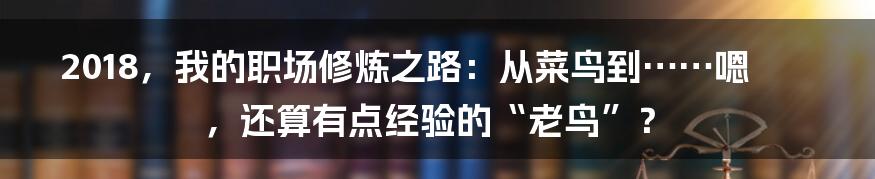 2018,我的职场修炼之路:从菜鸟到……嗯,还算有点经验的“老鸟”?