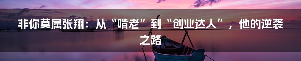 非你莫属张翔:从“啃老”到“创业达人”,他的逆袭之路