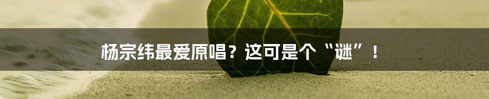 杨宗纬最爱原唱?这可是个“谜”!