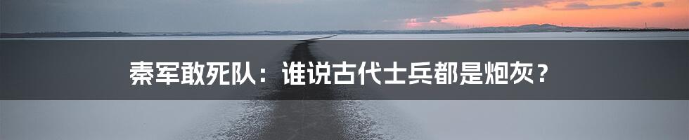 秦军敢死队：谁说古代士兵都是炮灰？