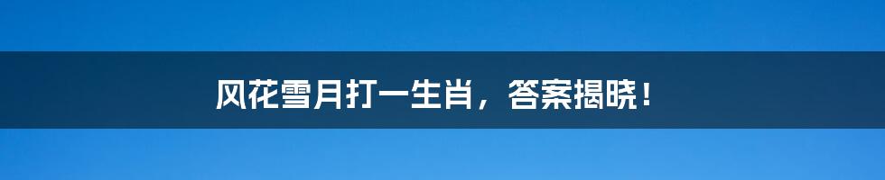 风花雪月打一生肖，答案揭晓！