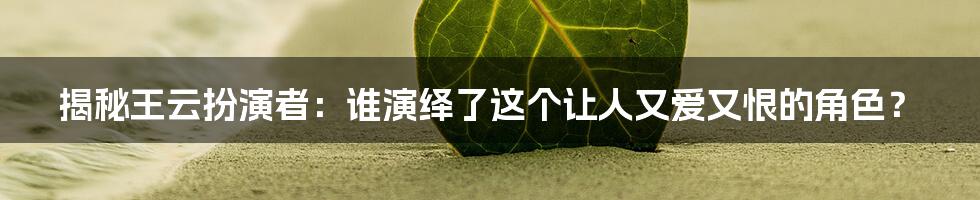 揭秘王云扮演者:谁演绎了这个让人又爱又恨的角色?