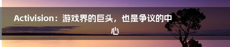 Activision:游戏界的巨头,也是争议的中心