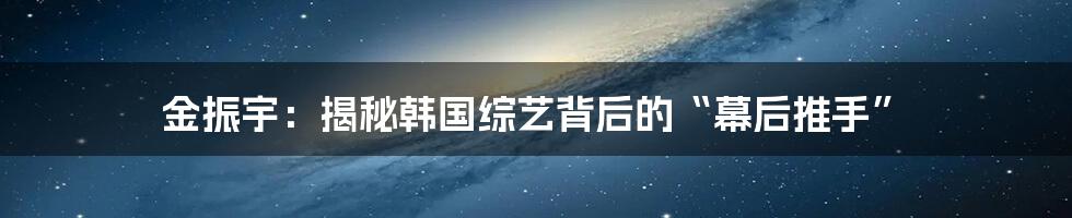 金振宇:揭秘韩国综艺背后的“幕后推手”