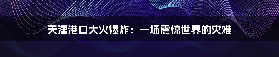 天津港口大火爆炸:一场震惊世界的灾难