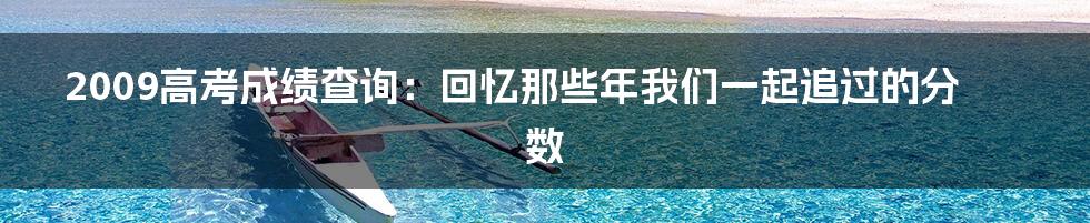 2009高考成绩查询：回忆那些年我们一起追过的分数