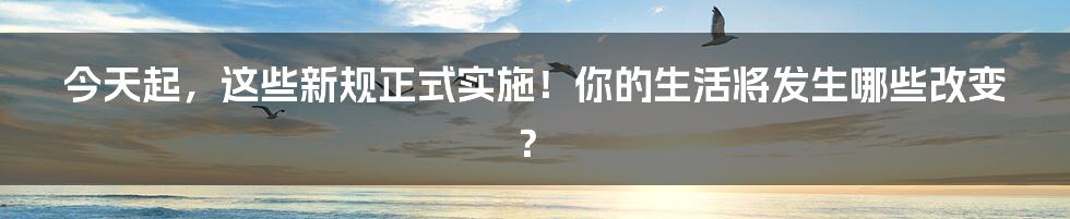 今天起,这些新规正式实施!你的生活将发生哪些改变?