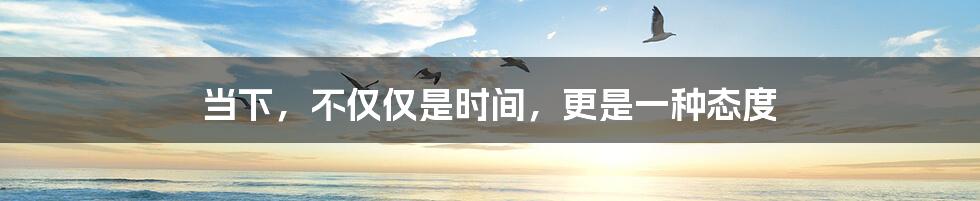 当下,不仅仅是时间,更是一种态度