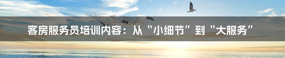 客房服务员培训内容:从“小细节”到“大服务”