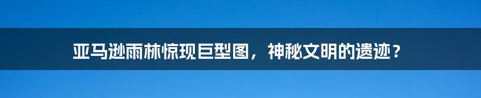 亚马逊雨林惊现巨型图,神秘文明的遗迹?