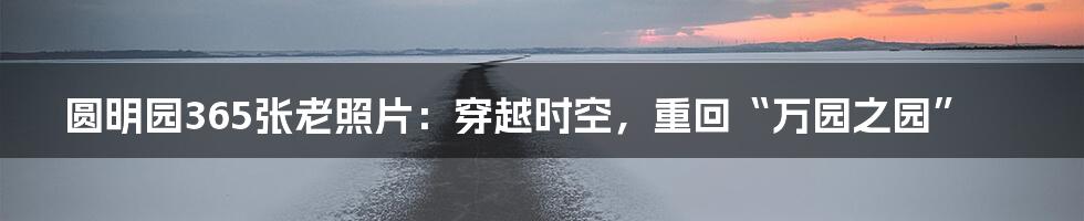 圆明园365张老照片：穿越时空，重回“万园之园”