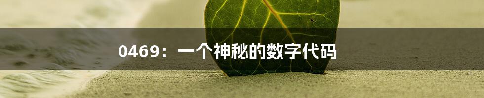 0469:一个神秘的数字代码