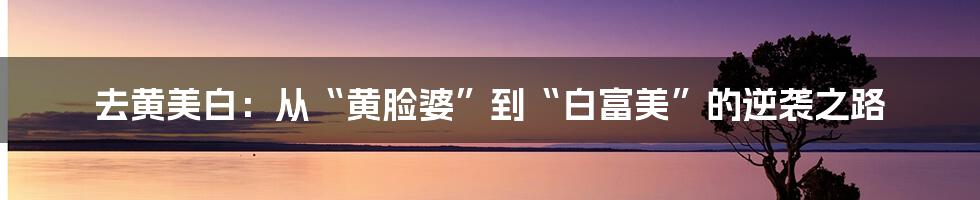 去黄美白:从“黄脸婆”到“白富美”的逆袭之路