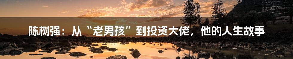 陈树强:从“老男孩”到投资大佬,他的人生故事
