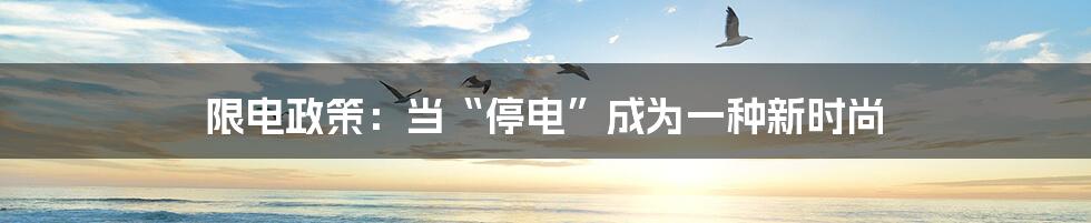 限电政策:当“停电”成为一种新时尚
