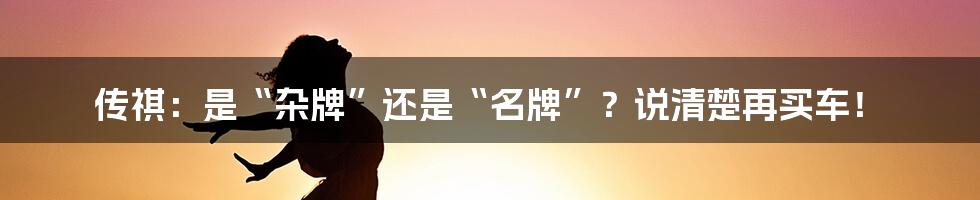 传祺:是“杂牌”还是“名牌”?说清楚再买车!