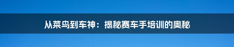 从菜鸟到车神:揭秘赛车手培训的奥秘