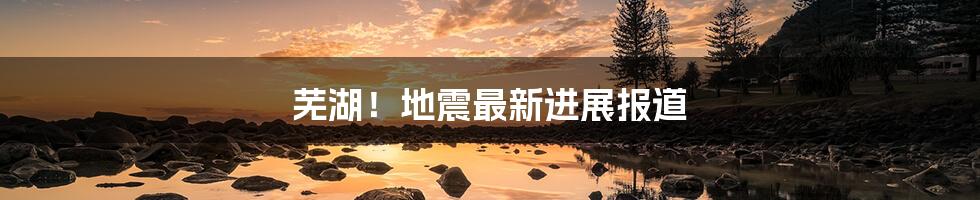 芜湖!地震最新进展报道
