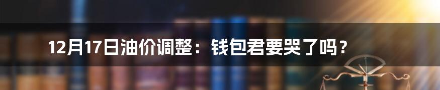 12月17日油价调整:钱包君要哭了吗?