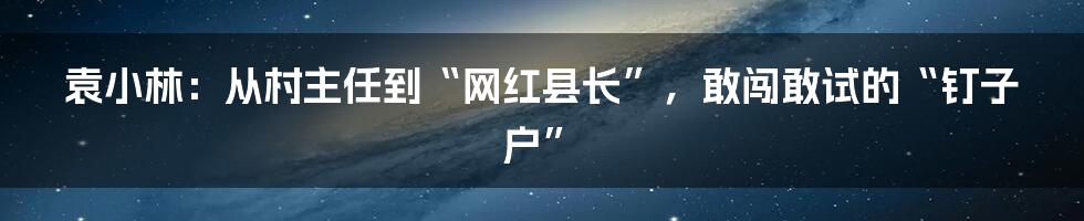 袁小林:从村主任到“网红县长”,敢闯敢试的“钉子户”