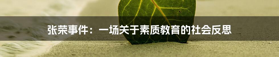 张荣事件：一场关于素质教育的社会反思