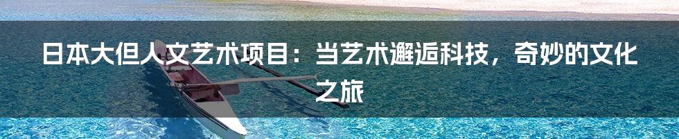 日本大但人文艺术项目:当艺术邂逅科技,奇妙的文化之旅