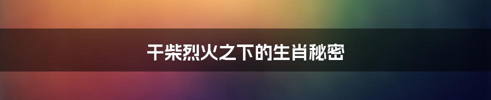 干柴烈火之下的生肖秘密