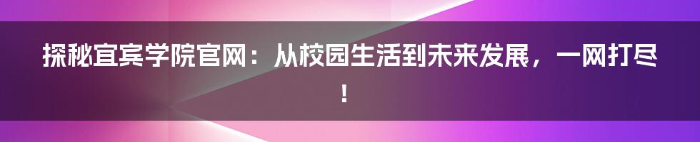 探秘宜宾学院官网:从校园生活到未来发展,一网打尽!