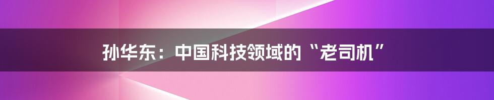 孙华东:中国科技领域的“老司机”