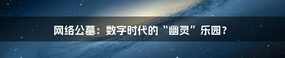网络公墓:数字时代的“幽灵”乐园?