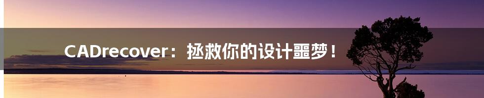 CADrecover:拯救你的设计噩梦!