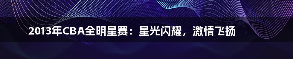 2013年CBA全明星赛：星光闪耀，激情飞扬