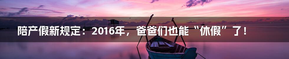 陪产假新规定:2016年,爸爸们也能“休假”了!
