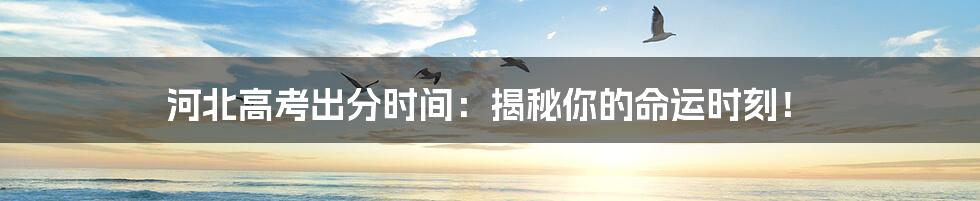 河北高考出分时间：揭秘你的命运时刻！