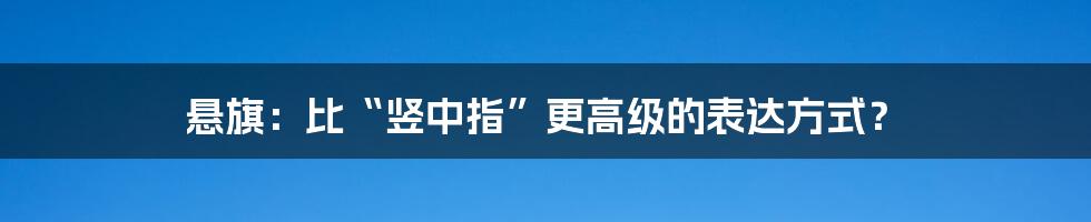 悬旗:比“竖中指”更高级的表达方式?