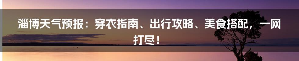 淄博天气预报:穿衣指南、出行攻略、美食搭配,一网打尽!
