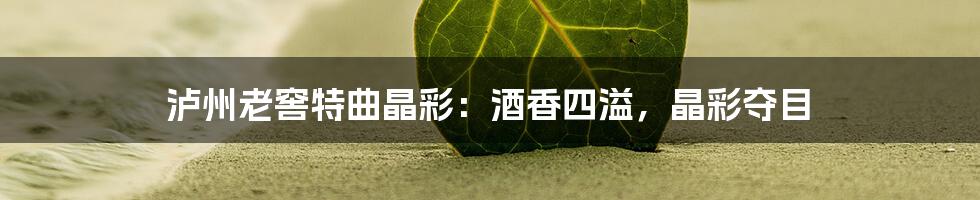 泸州老窖特曲晶彩:酒香四溢,晶彩夺目