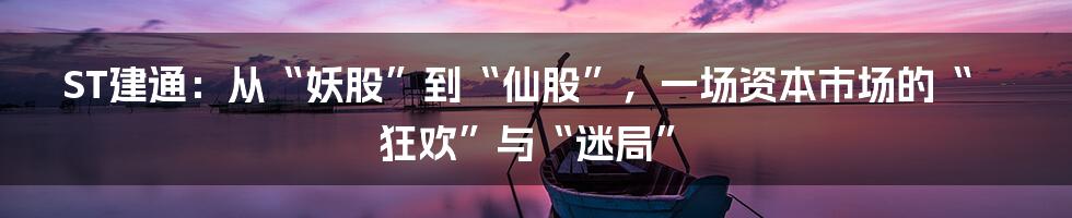 ST建通:从“妖股”到“仙股”,一场资本市场的“狂欢”与“迷局”