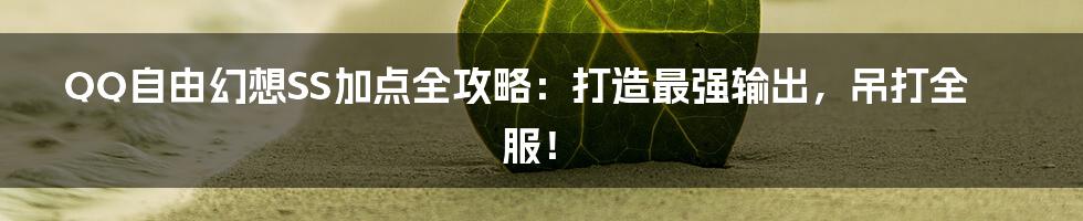 QQ自由幻想SS加点全攻略：打造最强输出，吊打全服！
